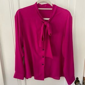 Custom Made Tie Blouse Magenta (L)